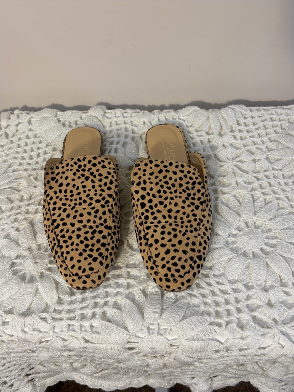 Catherine Malandrino Leopard-Print Slide Mules in Tan and Black